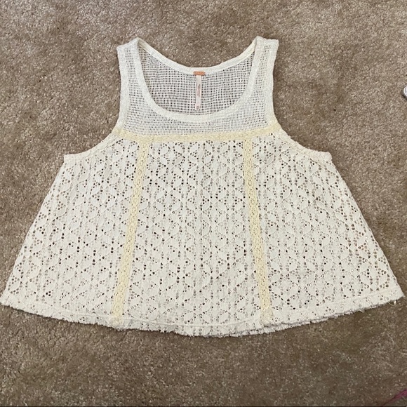 Free People XS Ivory Crew Neck Sleeveless - Picture 1 of 7
